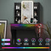 Small Black Vanity Desk with Mirror and Lights for Women Girls | Vanity Mirror with Lights, 3 Lighting Adjustable, LED Light Strips, Built-In Power Outlet, Compact Dressing Table for Girls