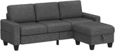 Gray Velvet Sectional Sofa with Storage