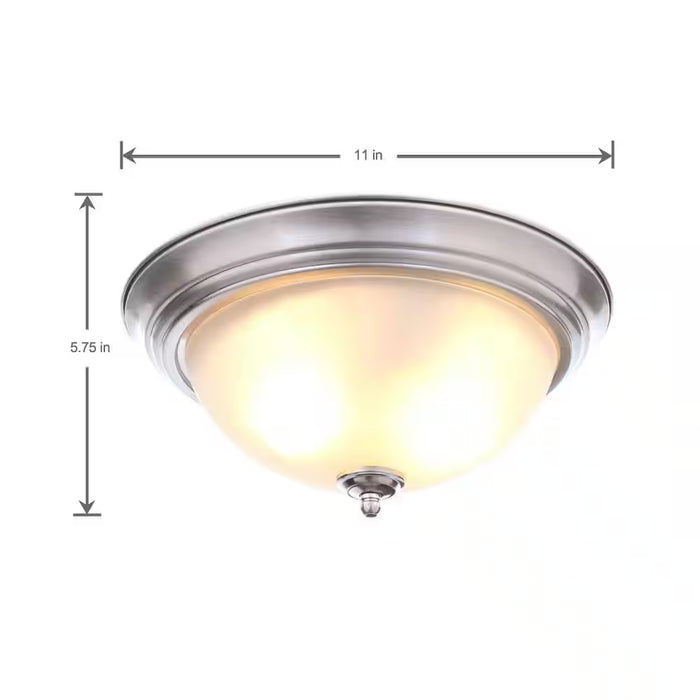 11 In. 1-Light Brushed Nickel Flush Mount (2-Pack)