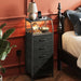 Black Nightstand With Integrated Charging Station LED