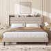 Full Linen Multifunctional Bed with Charging Station & Storage Headboard