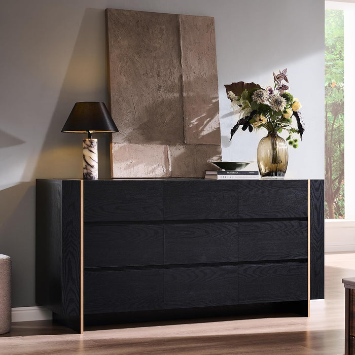 63" Modern 9 Drawer Dresser for Bedroom, 20" Depth for More Storage