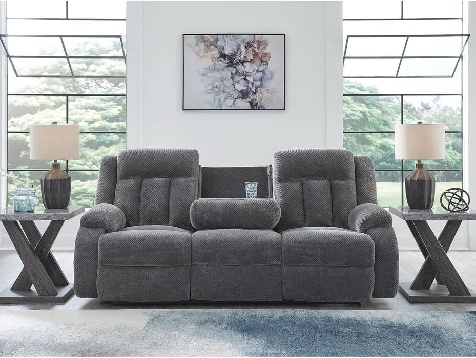Free Wake Modern Dual-Sided Power Reclining Sofa with Drop down Table, USB Charging Port and 2 Cup Holders, Gray