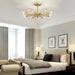 Goldtone Eight Light Sputnik Flush Mount Chandelier