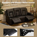 Leather Recliner Sofa Set with Manual Recliners,Living Room Furniture Set with Reclining Couch,Loveseat and Armchair,Living Room Chair with Cup Holders,Black (3+1)
