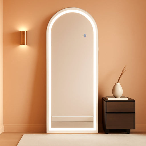 Arched Full Length Mirror with Light - 20"×63" LED Floor Standing Mirror with 3 Color Lights & Wall Mounted for Bedroom, Dressing Room, Living Room, Bathroom