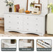 White Wood Dresser with 6 Drawer, 47.2‘’ Cabinets Dressers Wood Dresser Cabinet, Organizer Drawers for Bedroom, Living, Hallway
