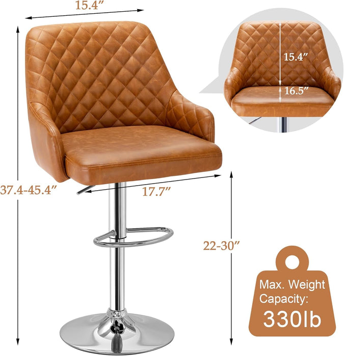 Bar Stools Set of 4, Adjustable Bar Stools with Back, Bar Height Stools for Kitchen Counter