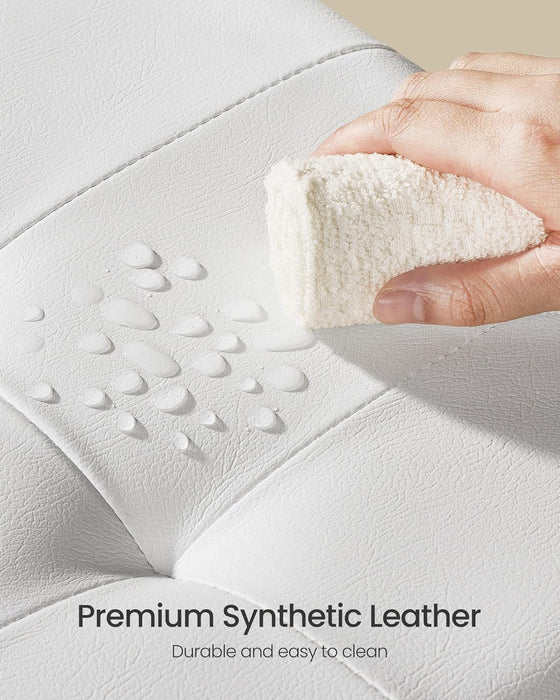 Storage Ottoman, Storage Bench with Legs, 15 X 43 X 15.7 Inches, Ottoman Bench, 30 Gal. (112 L), Synthetic Leather, for Living Room, Entryway, Cloud White ULSF0514W02