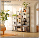 No Assembly Small 4 Tier Folding Bookshelf Compact Storage Shelves Vintage Bookcase Standing Racks for Bedroom Living Room Home Office