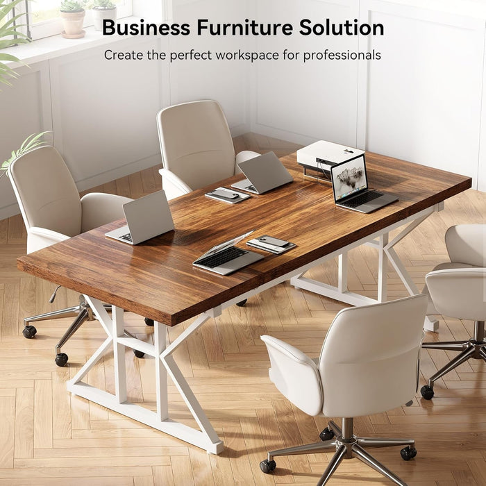 70.8-Inch Large Executive Desk, Modern Computer Office Desk, Wooden Writing Desk Study Table for Home Office