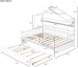 FullSize White Wooden Playhouse Trundle Bed Storage