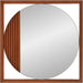 Dirken Hanging round Wall Mirror, Modern Geometric Style Mirror with Square Wooden Frame and Brown Finish for Living Room, Entryway and Bathroom, 20 X 20 Inch