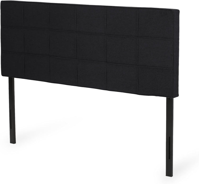 King Size Upholstered Headboard with Tufted Waffle Stitching Design, Adjustable Height, Modern Style, Perfect for Bedroom (Black)