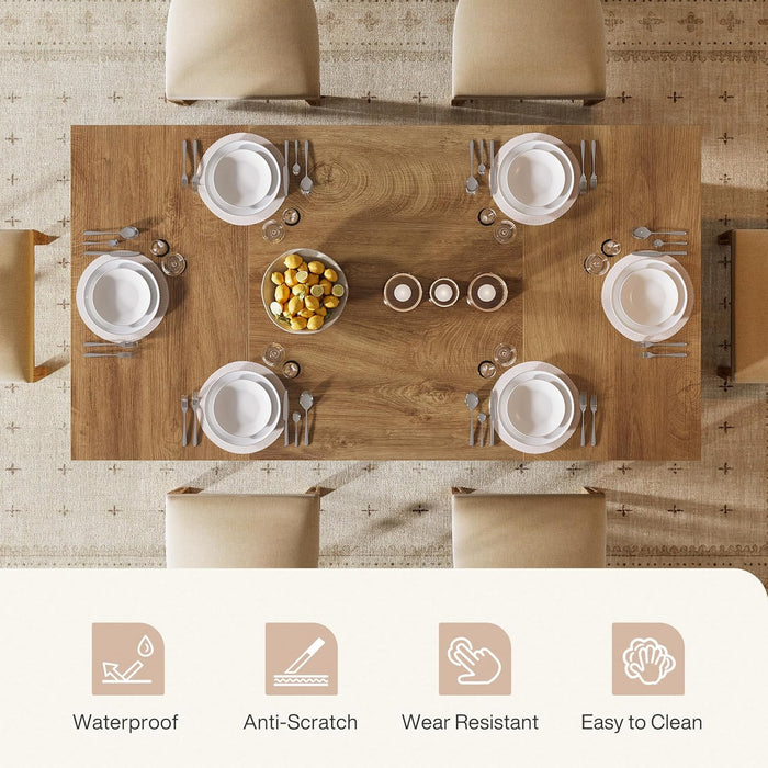 Dining Table for 4-6 People, 55-Inch Wooden Kitchen Table for Dinner with Storage Drawer and Shelves, Farmhouse Rectangle Furniture for Dining Room, Kitchen, Home, Brown