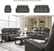 Signature Design by Ashley Burnley Contemporary Leather Match Power Reclining Sofa with Adjustable Headrest and USB Charging Port, Gray