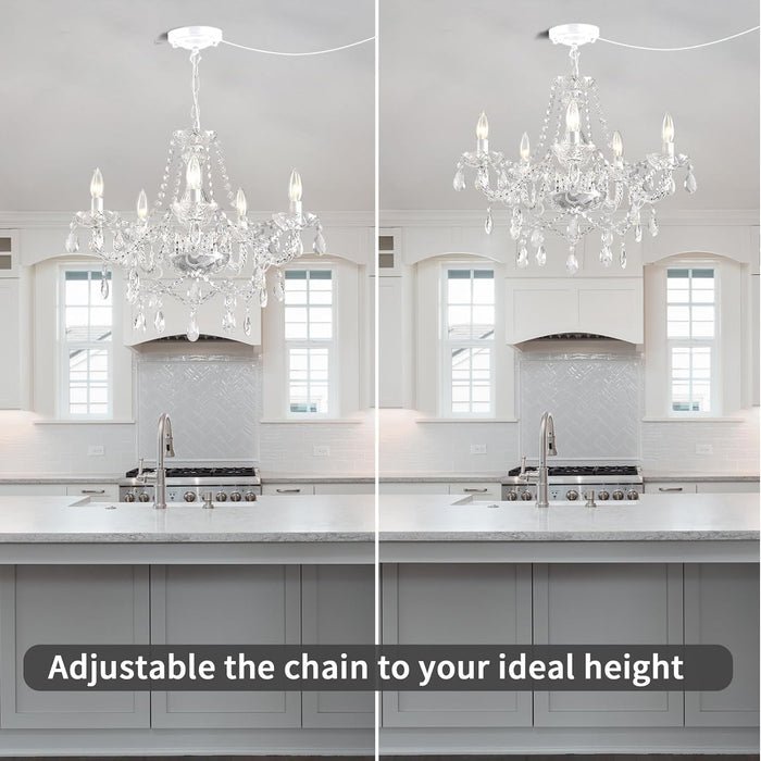 Plug In White Crystal Chandelier Pendant Illumination