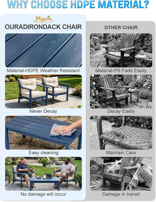 7 Seats HDPE Patio Conversation Sets, Outdoor Patio Furniture Set
