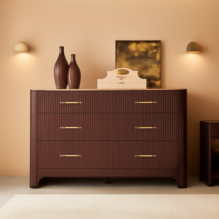 Fluted 53InchWide Dresser In WalnutOak Finish Premium