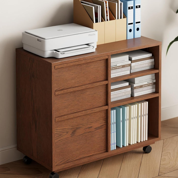 Premium Solid Walnut Three Drawer Lockable Cabinet