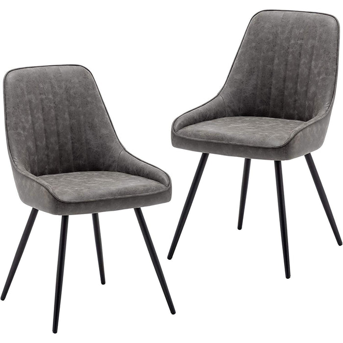 Modern Faux Leather Dining Chairs Set of 2, Armless, Metal Legs