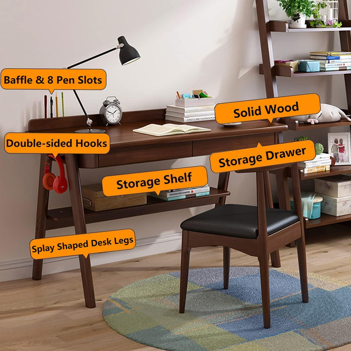 Solid Wood Writing Desk 47In Walnut EnterpriseEdition