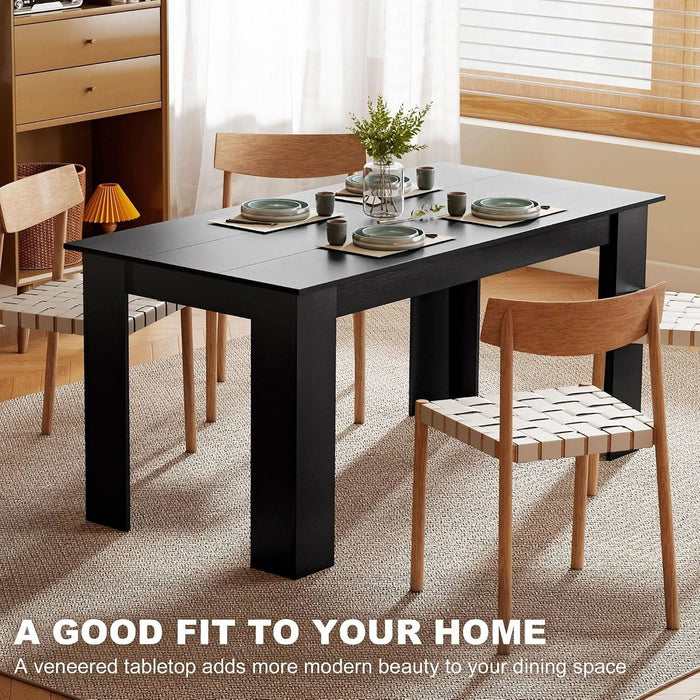 Dining Table for 4-6, 63" Rectangular Kitchen Table, Black