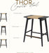 Thor Wicker Premium Solid Wood Counter Stool 24", Backless Counter Height Seating with Hand-Knitted Rope, Eco-Friendly Modern Design (Midnight Charcoal)