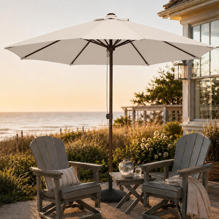 9FT Patio Umbrella, Outdoor Table Umbrella with Rope Pulley Lift, 3 Adjustable Heights, Market Umbrellas for Backyard, Pool and Deck, UPF50+