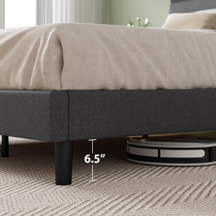 Piper Upholstered Platform Bed with Paneled Headboard, Queen