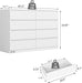 White 8 Drawer Dresser for Bedroom,Modern Deep Drawer Dresser,Wide Storage Chest of Drawer for Closet,Wood Storage Organizer Furniture for Living Room
