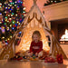 Christmas Gingerbread House Teepee Tent for Kids Gingerbread Play Tent Playhouse Decorations 47X47X55 Inch Foldable 5 Sides with Carry Bag for Toddler Indoor Outdoor Games Party Holiday