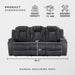 Manual Double Reclining Sofa, Corduroy Wall Hugger Manual 3 Seater Recliner Couch, Padded Armrests, Cup Holders for Living Room, Home Theater, Easy Assembly, Dark Gray