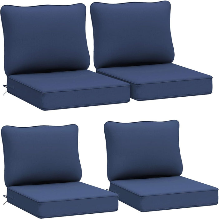 Outdoor Deep Seat Cushions, Waterproof, Fade-Resistant Patio Furniture Replacement Cushions, 24" X 24" X 5", Set of 4, Navy Blue