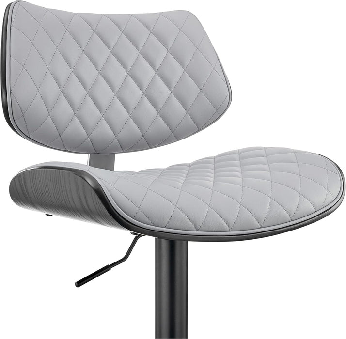 Leland Adjustable Grey Faux Leather and Black Finish Bar Stool