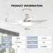 LED 40W Socket Ceiling Fan with Light, 20.5In Screw Ceiling Fans with Lights with Remote, for Bedroom/Garage/Kitchen