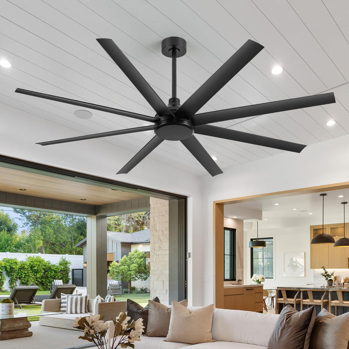 65 Inch Ceiling Fans without Light, Modern Farmhouse Ceiling Fan Remote Control, Quite DC Motor, 8 Reversible Blades, 6-Speed, Timer Function Home Kitchen Ceiling Fans (Black)