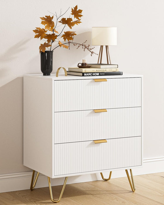 3 Drawer Dresser for Bedroom, 27.6" Modern Storage Dresser, White