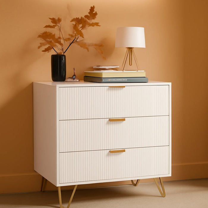 3 Drawer Dresser for Bedroom, 27.6" Modern Storage Dresser, White