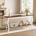 70.9 Inches Long Console Table, 2-Tier Vintage Wooden Sofa Table behind the Couch with Metal Legs for Hallway, Entryway, Living Room, Brown & White