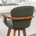 26” Counter Height Stools Set of 2,Mid Century Modern Bar Stools,Green PU Leather Kitchen Island Stool,Wood High Barstools Swivel with Back and Arms for Home Bar Furniture