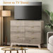 8 Drawer Fluted Dresser for Bedroom, Mid Century Modern Wooden Dresser with 8 Drawers, Dressers & Chests of Drawers with Metal Handle, TV Stand & Storage Organizer for Entryway, Hallway, Grey