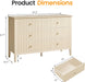 Beige 6 Drawer Dresser, Fluted Modern Wood Chest of Drawers, Long Dresser for Bedroom TV Stand Storage Cabinet for Living Room