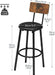 Bar Stools, Bar Stools Set of 3 with PU Upholstered, Bar Chairs with Footrest and Back, 26" Barstools for Kitchen Sland, Dining Room, Easy to Assemble, Rustic Brown and Black BF31BYP301G2
