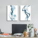 Abstract Pictures Painting Canvas - 2 Piece Blue Smoke Abstract Wall Art for Living Room Bedroom Office Wall Deocr