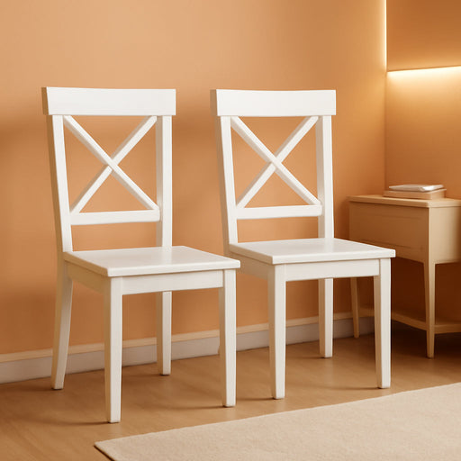 Home Styles 5177-802 Classic White Pair of Dining Chairs 18"-7/8" W, 22"-1/4" D, 38"-3/8" H