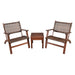 3 Pieces Outdoor Wooden Patio Rattan Furniture Set