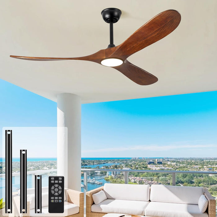 60 Inch Wooden Ceiling Fan Dimmable Lighting