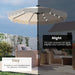 9 FT Solar Patio Umbrella, 2-Tiers Scalloped Outdoor Table Market Umbrella with 24 LED Lights, Vented Top, Tilt Adjustment, Crank, 8 Ribs for Backyard Poolside Deck Beach Lawn (Beige)
