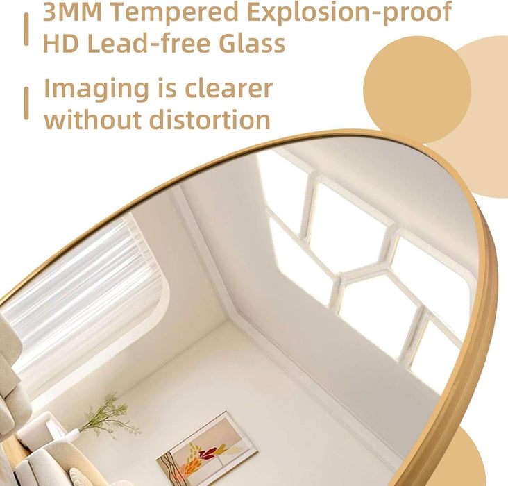 Arched Full Length Mirror, 71X32 Oversized Floor Mirror with Stand, Gold Mirror Full Length, Aluminum Full Body Dressing Mirrors with Arched-Top, Leaning for Living Room, Bedroom